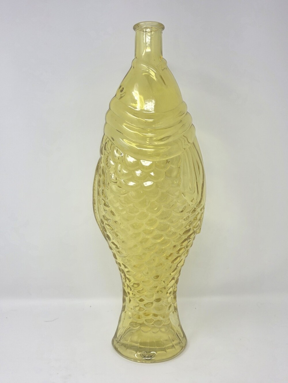 Home Essentials & Beyond 15" Yellow Glass Fish Bottle Decanter